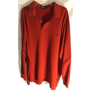 Polo Ralph Lauren Polo Long Sleeve Red Shirt Green Pony Holiday 3XLT Cotton